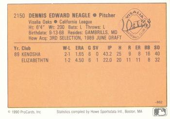1990 CMC #862 Denny Neagle Back