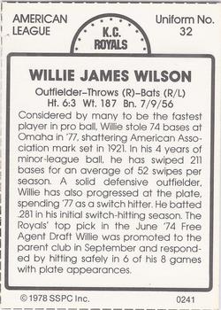 1978 SSPC 270 #241 Willie Wilson Back