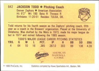 1990 ProCards #642 Jackson Todd Back