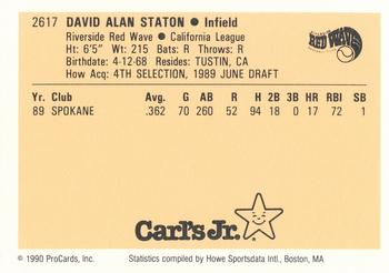 1990 ProCards #2617 Dave Staton Back