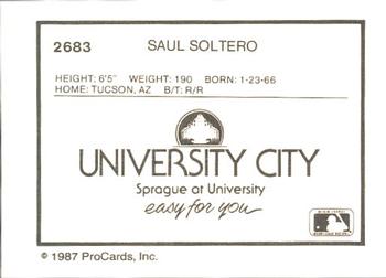 1987 ProCards #2683 Saul Soltero Back