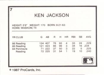 1987 ProCards #7 Ken Jackson Back