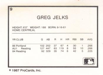 1987 ProCards #9 Greg Jelks Back