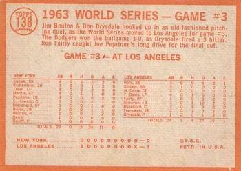 1964 Topps #138 World Series Game #3 - L.A. Takes 3rd Straight Back