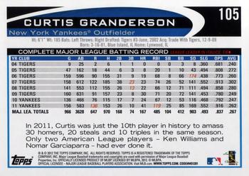 2012 Topps Opening Day #105 Curtis Granderson Back
