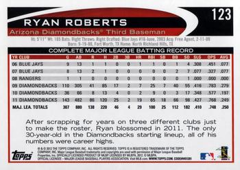 2012 Topps Opening Day #123 Ryan Roberts Back