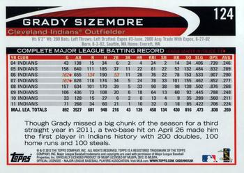 2012 Topps Opening Day #124 Grady Sizemore Back