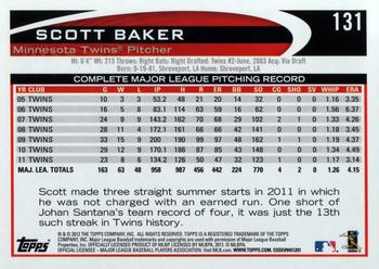 2012 Topps Opening Day #131 Scott Baker Back