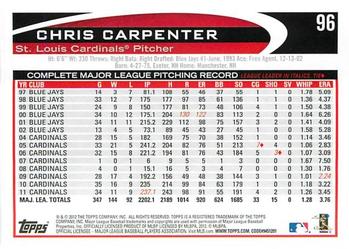 2012 Topps Opening Day #96 Chris Carpenter Back