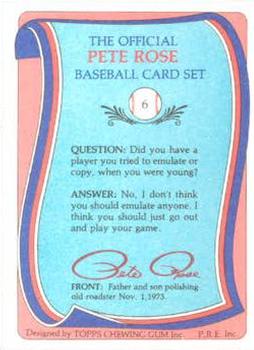 1985 Renata Galasso Pete Rose #6 Pete Rose / Pete Rose, Jr. Back