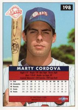 1992-93 Fleer Excel #198 Marty Cordova Back