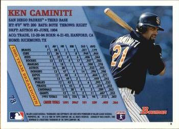 1996 Bowman #73 Ken Caminiti Back