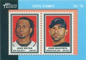 2011 Topps Heritage - Framed Dual Stamps #NNO Jose Bautista / Clay Buchholz Front