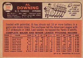 1966 Topps #384 Al Downing Back