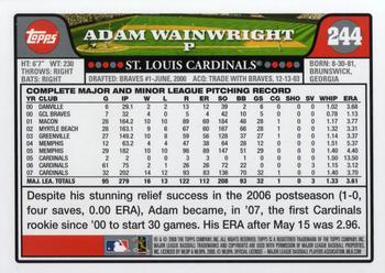 2008 Topps #244 Adam Wainwright Back