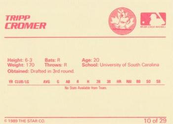 1989 Star Hamilton Redbirds #10 Tripp Cromer Back