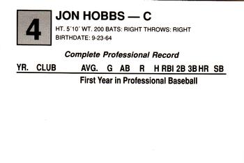 1988 Cal League #4 Jon Hobbs Back