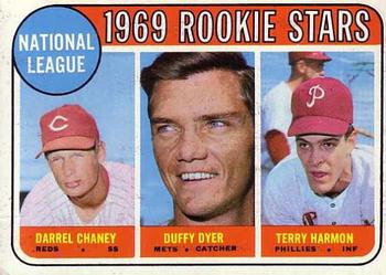 1969 Topps #624 National League 1969 Rookie Stars (Darrel Chaney / Duffy Dyer / Terry Harmon) Front