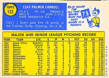 1970 Topps #133 Clay Carroll Back