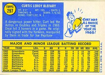 1970 Topps #297 Curt Blefary Back