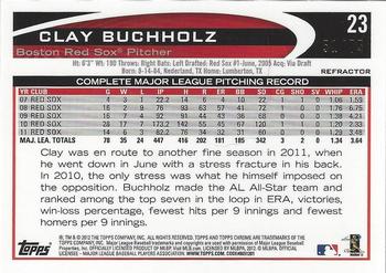 2012 Topps Chrome - Sepia Refractors #23 Clay Buchholz Back