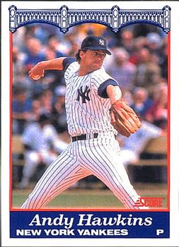 1989 Score New York Yankees #19 Andy Hawkins Front