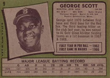 1971 Topps #9 George Scott Back