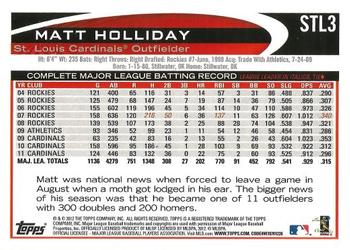 2012 Topps St. Louis Cardinals #STL3 Matt Holliday Back