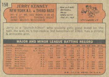 1972 Topps #158 Jerry Kenney Back