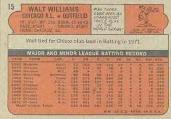1972 Topps #15 Walt Williams Back
