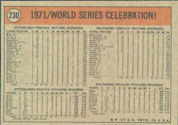 1972 Topps #230 Series Celebration - On Top of the World! Back