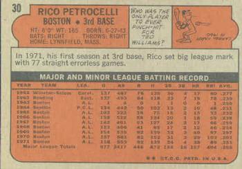 1972 Topps #30 Rico Petrocelli Back