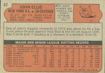 1972 Topps #47 John Ellis Back