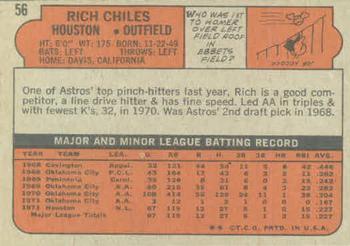 1972 Topps #56 Rich Chiles Back