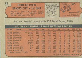 1972 Topps #57 Bob Oliver Back