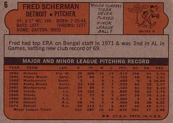 1972 Topps #6 Fred Scherman Back