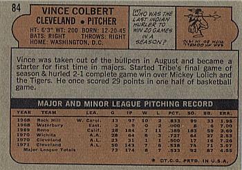 1972 Topps #84 Vince Colbert Back