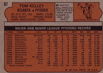 1972 Topps #97 Tom Kelley Back