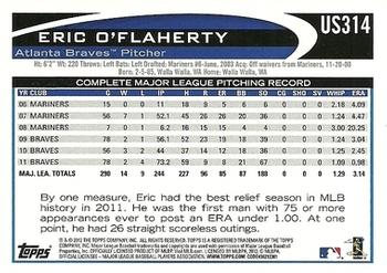 2012 Topps Update #US314 Eric O'Flaherty Back