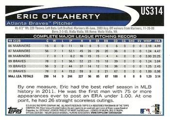 2012 Topps Update - Target Red Border #US314 Eric O'Flaherty Back