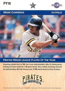 1992 Upper Deck Minor League - Player of the Year #PY18 Midre Cummings Back