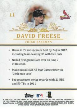 2013 Topps Tribute #11 David Freese Back