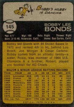 1973 Topps #145 Bobby Bonds Back