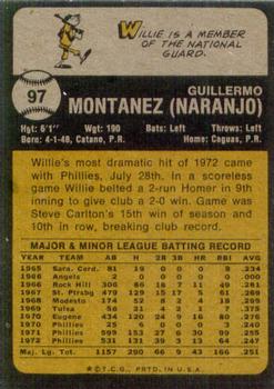 1973 Topps #97 Willie Montanez Back