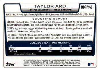2012 Bowman Draft Picks & Prospects - Chrome Draft Picks #BDPP163 Taylor Ard Back