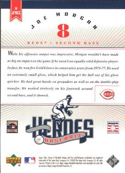 2002 Upper Deck Prospect Premieres - Heroes of Baseball: Joe Morgan #HJM5 Joe Morgan  Back