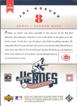 2002 Upper Deck Prospect Premieres - Heroes of Baseball: Joe Morgan #HJM6 Joe Morgan  Back