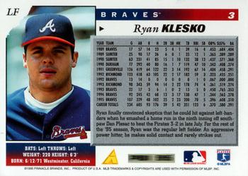 1996 Score #3 Ryan Klesko Back