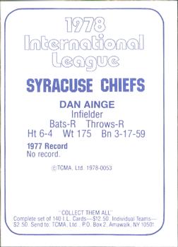 1978 TCMA Syracuse Chiefs #53 Danny Ainge Back
