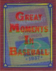 1988 Score - Magic Motion: Great Moments in Baseball #49 Carl Hubbell: 05/30/1937 Front